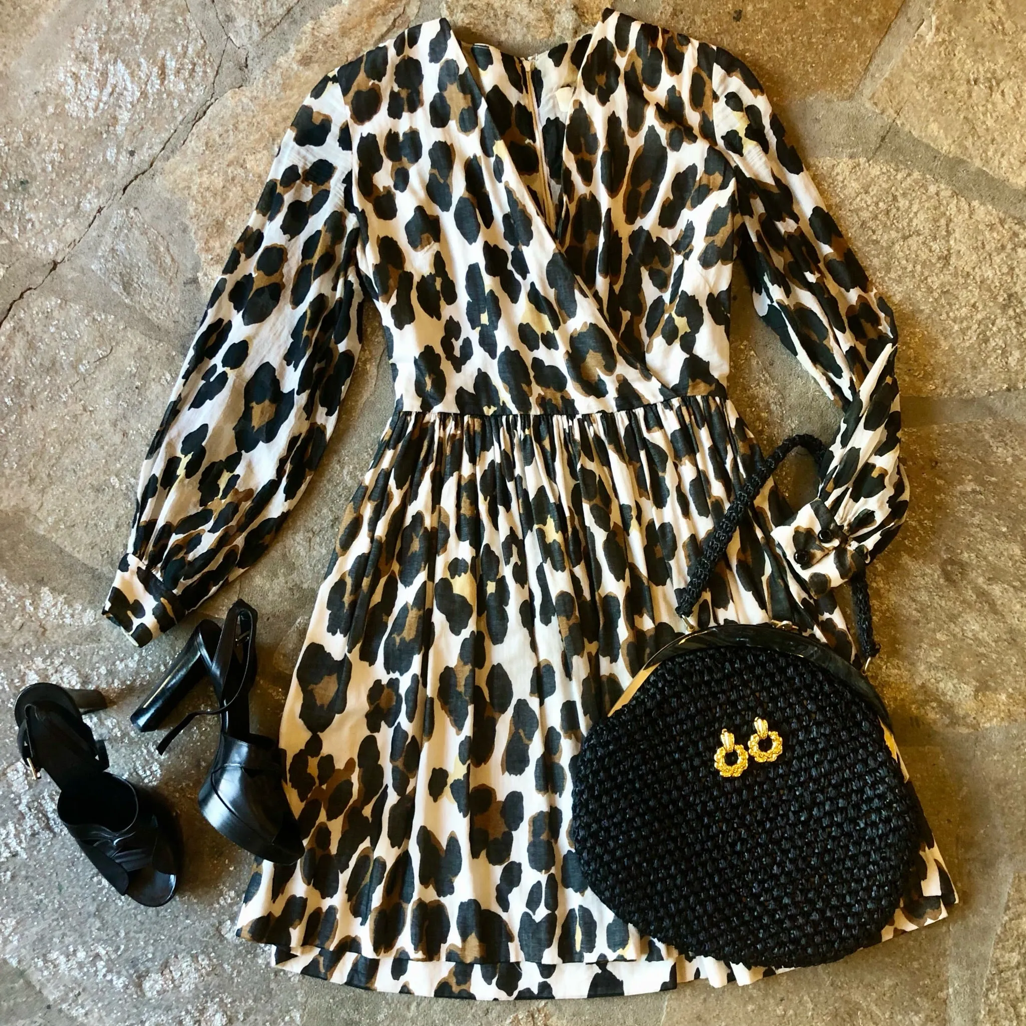 1960s Leopard Balloon Sleeve Dress