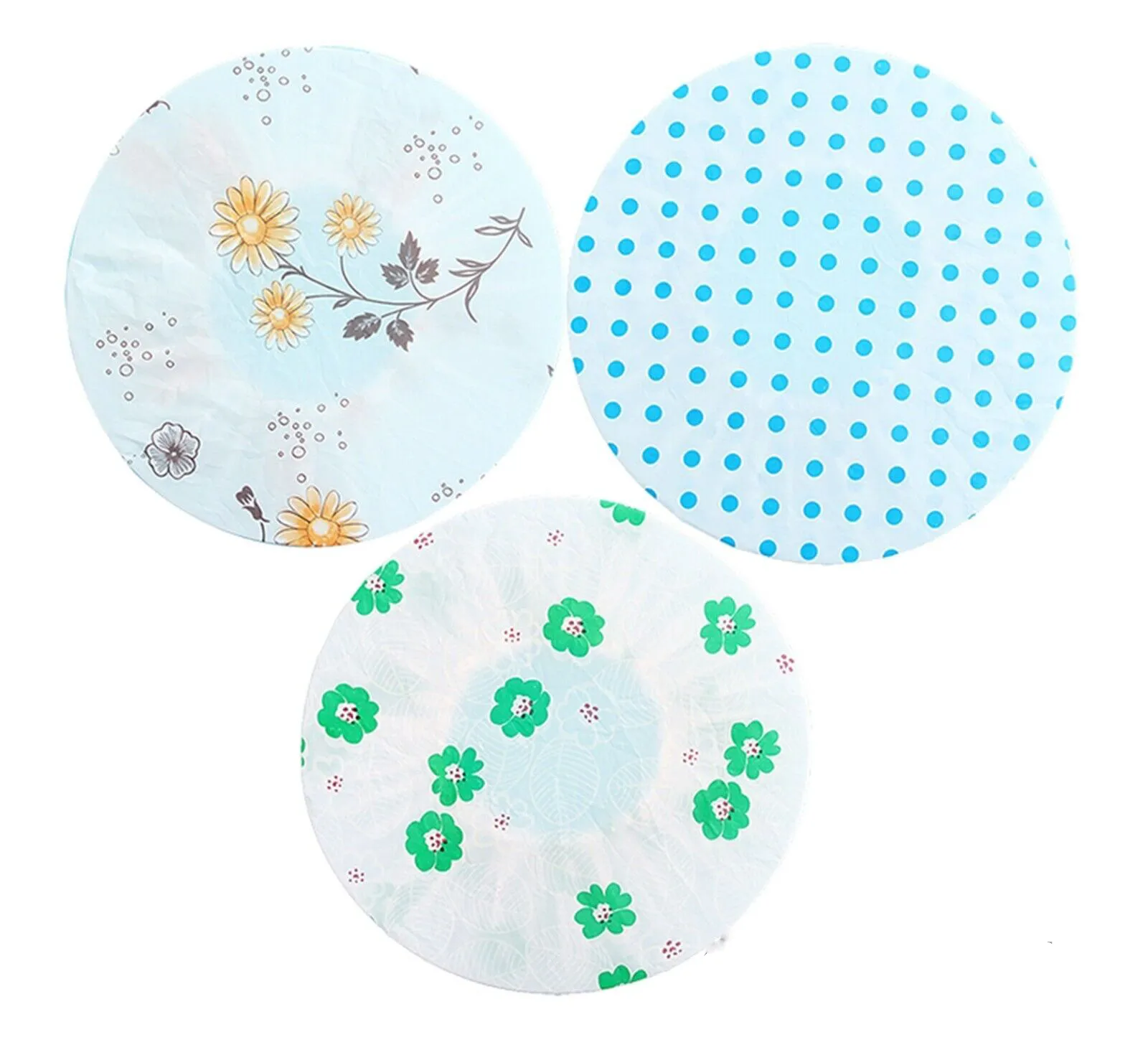 6 Pcs Printed Shower Caps Reusable Random Designs & Colors Elastic Waterproof