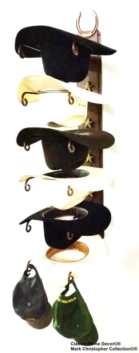 American Made Cowboy Hat Holder STAR 886 Genuine Horseshoe CT 6 Tier Hat Rack