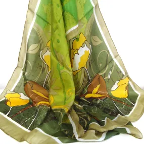 Art Nouveau Silk Scarf - Green/Gold