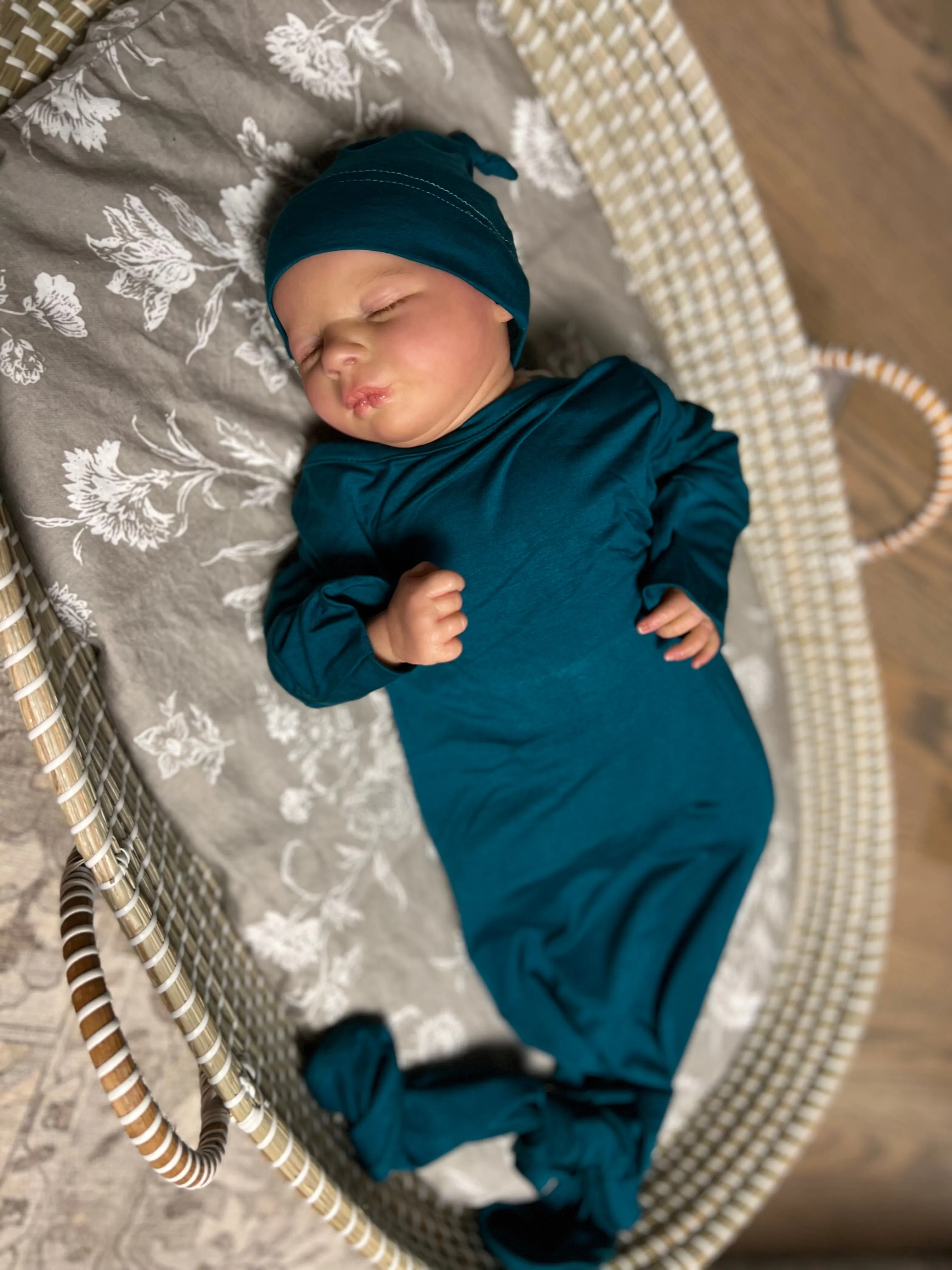 Baby Knot Gown Set: Deep Teal