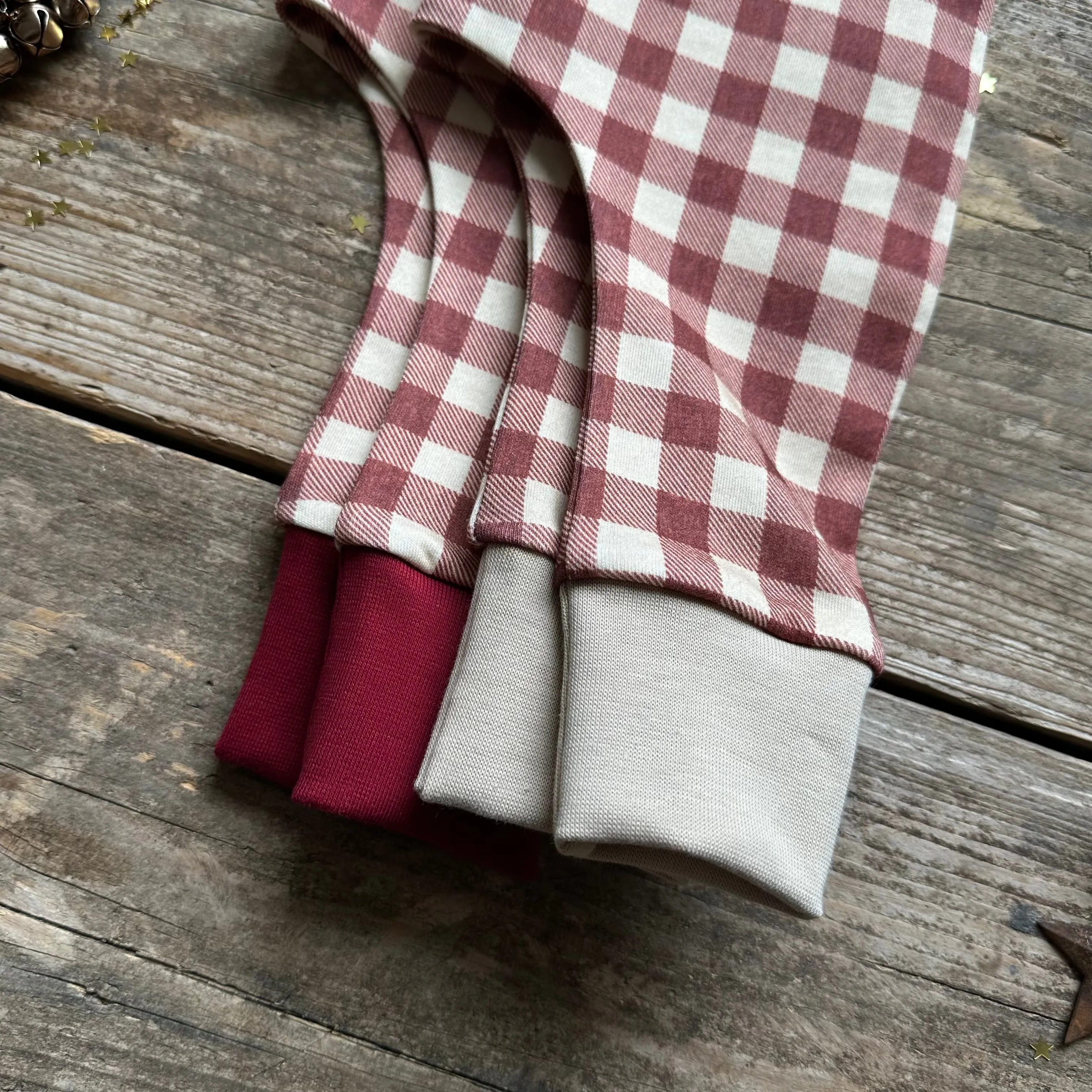 Burgundy Check Footed Romper