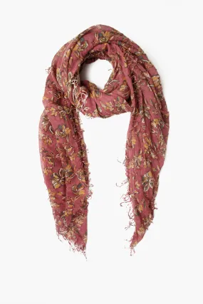 Chan Luu Meadow Mauve Painterly Floral Cashmere And Silk Scarf