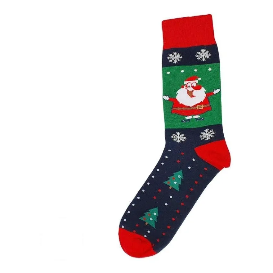 Christmas Socks Comical Santa 3D Snow Flake