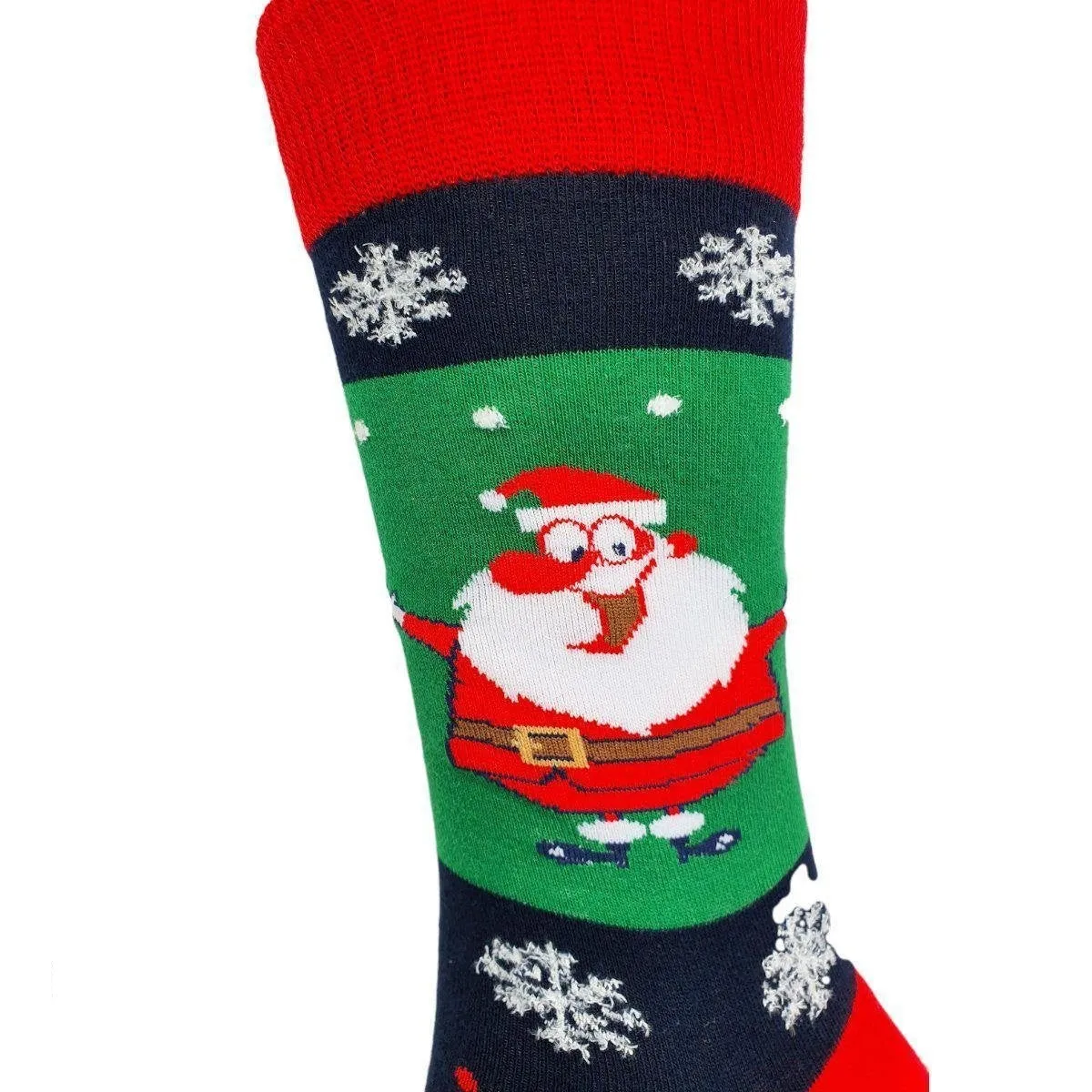 Christmas Socks Comical Santa 3D Snow Flake