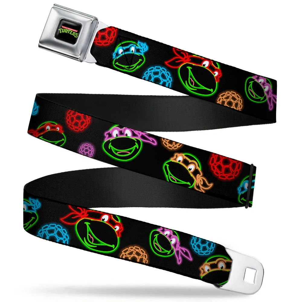 Classic TMNT Logo Full Color Seatbelt Belt - Classic Teenage Mutant Ninja Turtles Electric Expressions/Turtle Shells Black/Multi Neon Webbing