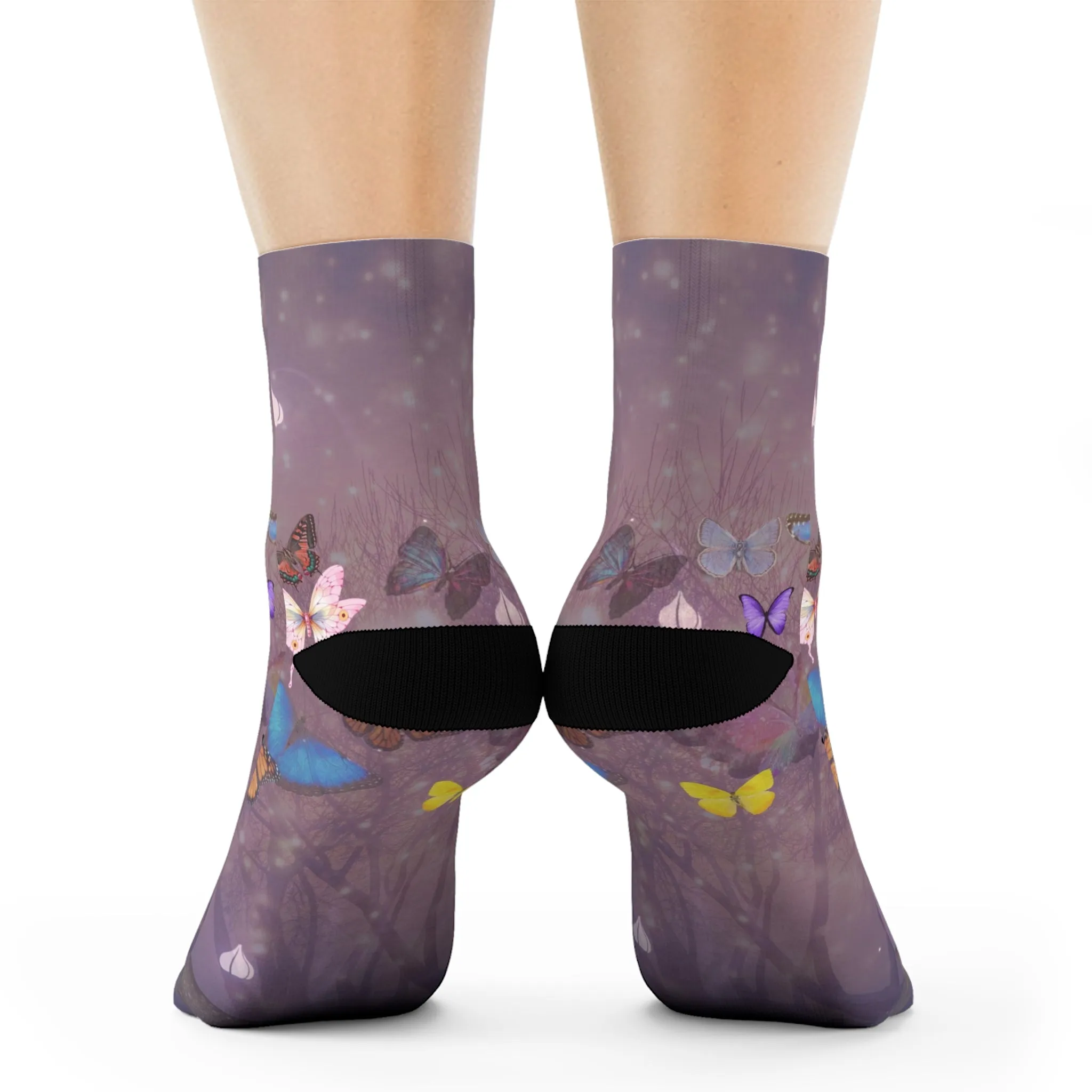 Crew Socks: Butterfly Tree