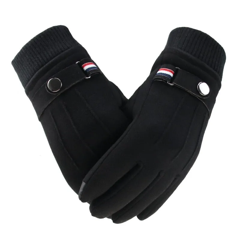 Gloves Suede Split Finger Gloves Outdoor Buckle Male Touch Screen Mittens