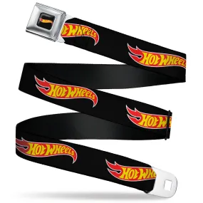 HOT WHEELS Classic Flame Logo Full Color Black/Red/Yellow Seatbelt Belt - HOT WHEELS Classic Flame Logo Black/Red/Yellow Webbing