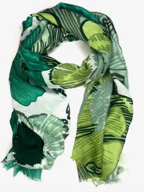 Ikat Floral Print Scarf | Green