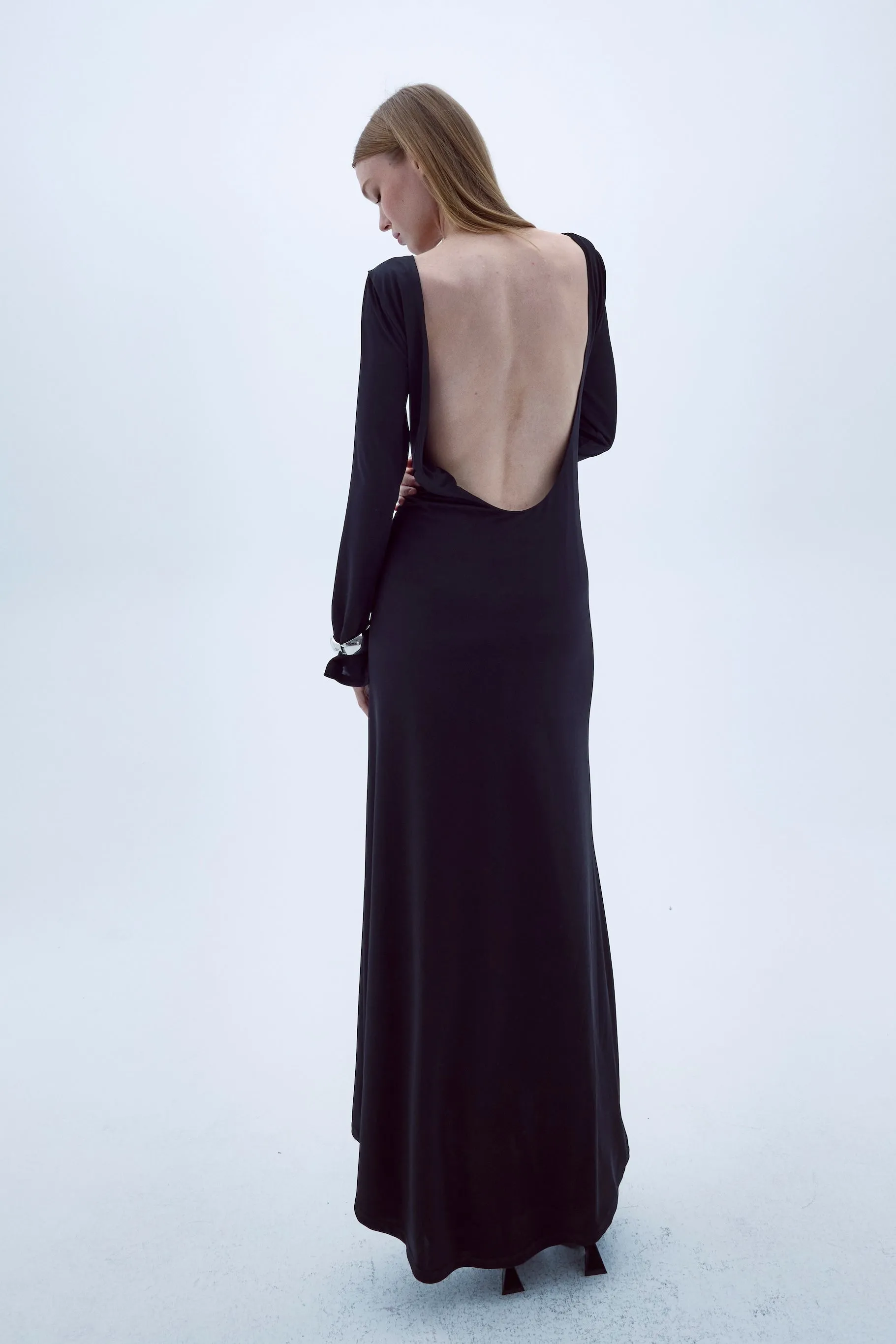 Irıs Jersey Long Dress With Open Back