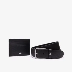 Lacoste Men's Leather Belt/Card Holder Gift Set