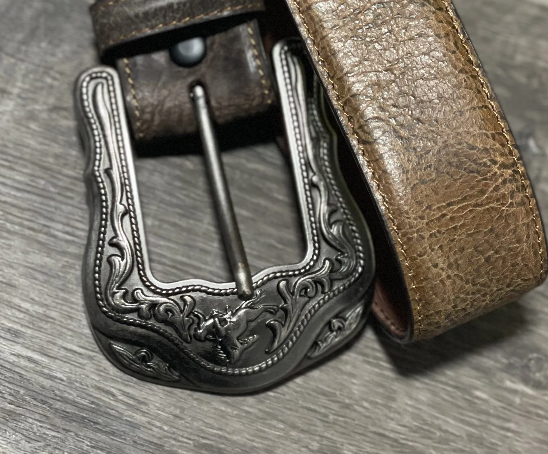 L&B Men's Tooled Brown Western Belt