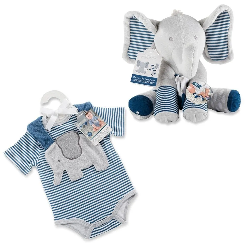 Little Peanut Gift Set with Elephant Layette, Bib, Socks & Plush