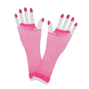 Long Fishnet Gloves Neon 1980s Fancy Dress Pop Disco