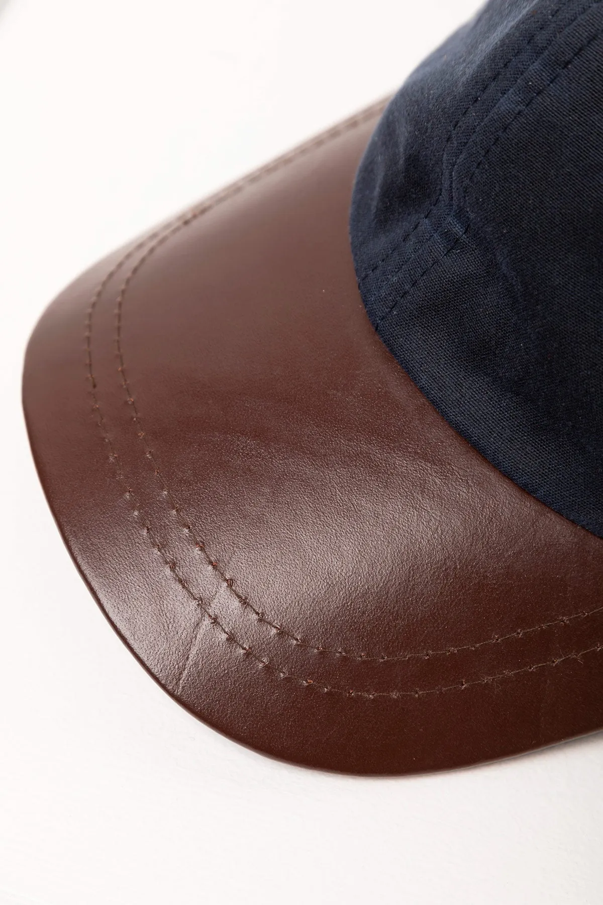 Men's Wax Baseball Cap with Leather Peak