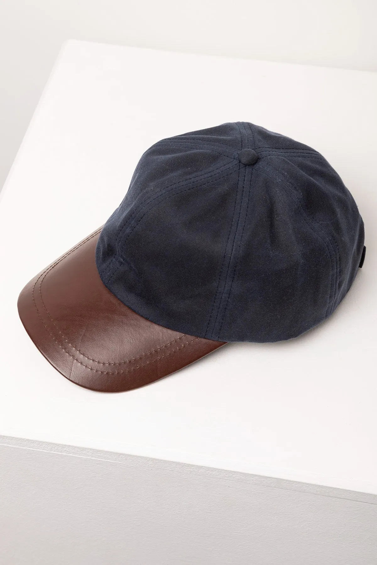 Men's Wax Baseball Cap with Leather Peak