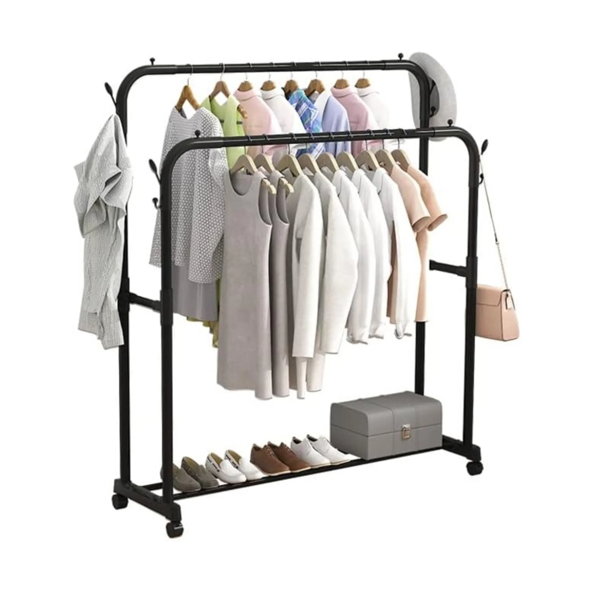 Multi-Functional Rack With Double Rods For Hanging Clothes And Hats Rk-39