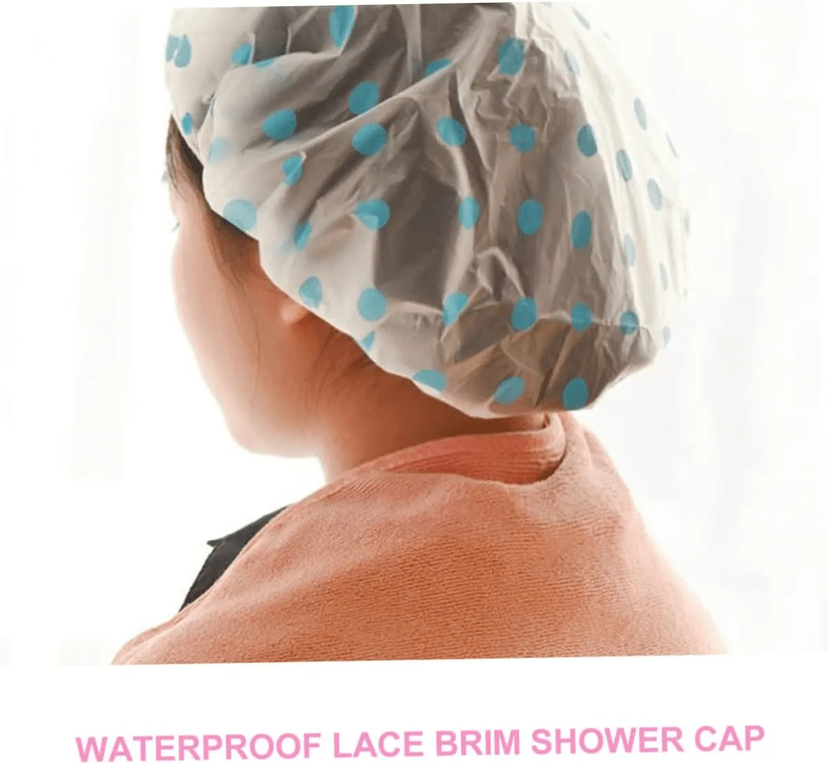 Reusable Waterproof Lace Brim Shower Cap - 1 Pcs