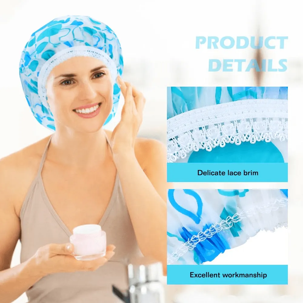 Reusable Waterproof Lace Brim Shower Cap - 1 Pcs