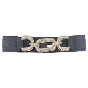 Rhinestone Buckle Elastic Belt - 2 colors - Ships from The US