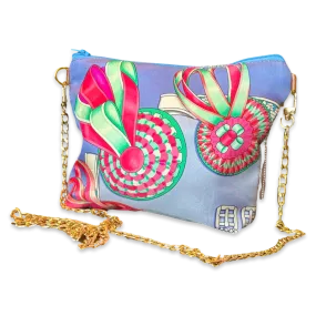 Rubans du Cheval Blue Vintage Silk Scarf Crossbody Bag