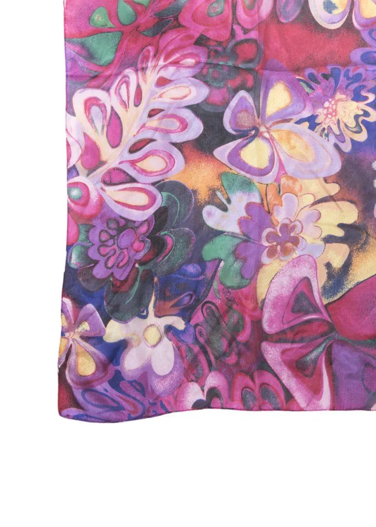 Silk Floral Scarf- Magenta