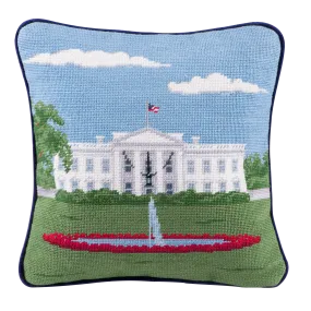 Smathers & Branson 12-inch Square Needlepoint White House Pillow North Portico