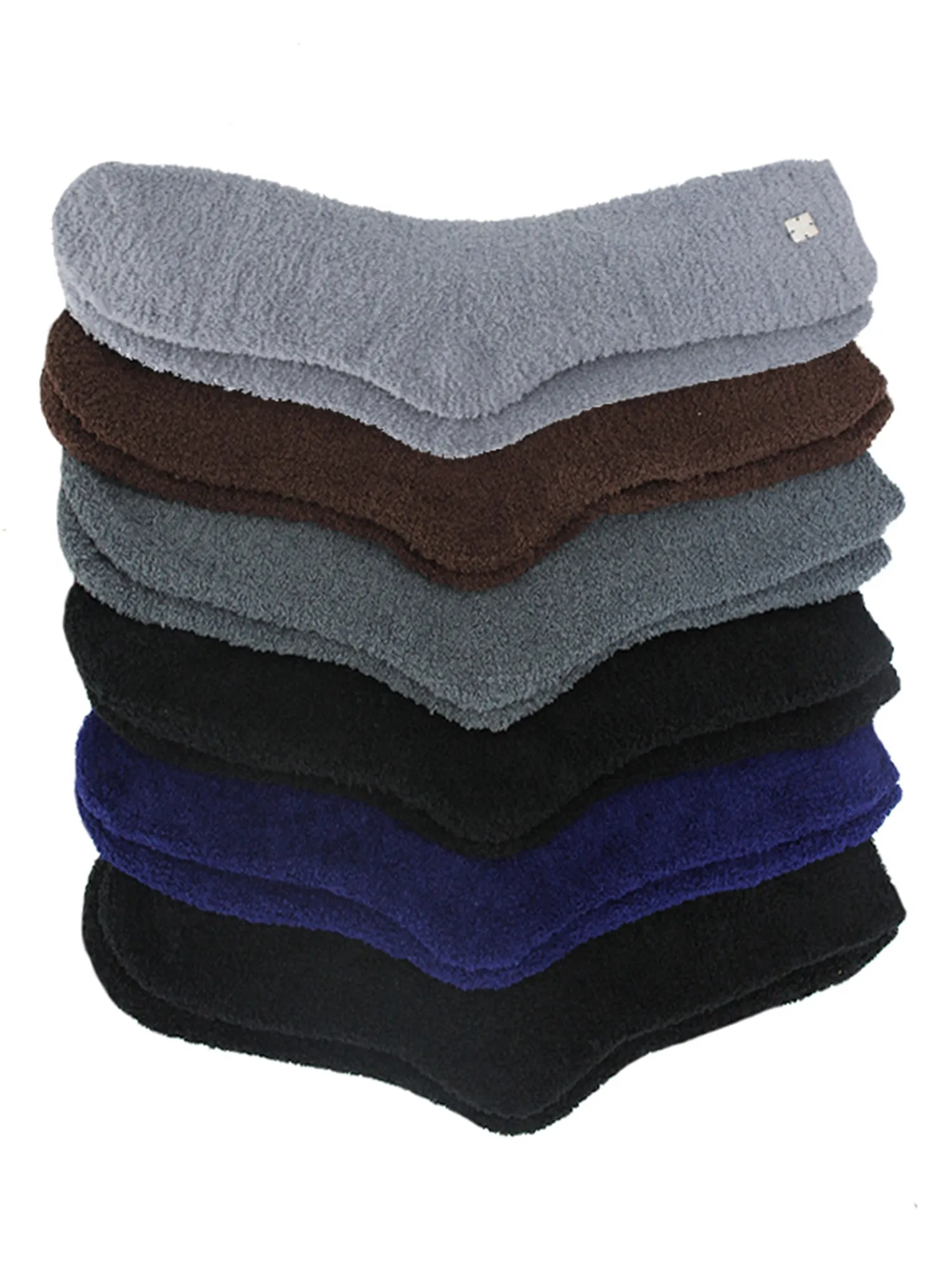 Solid Color Toasty Plush 6 Pack Fuzzy Socks