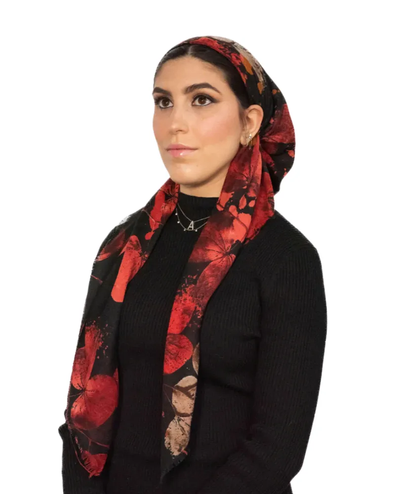 Tie Ur Knot Black Floral Splatter Square Scarf