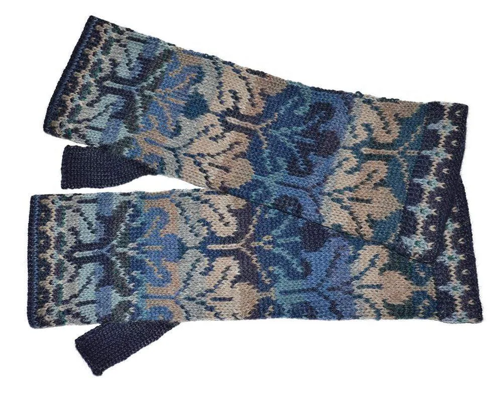 Winter Blue Women's Fingerless Alpaca Gloves