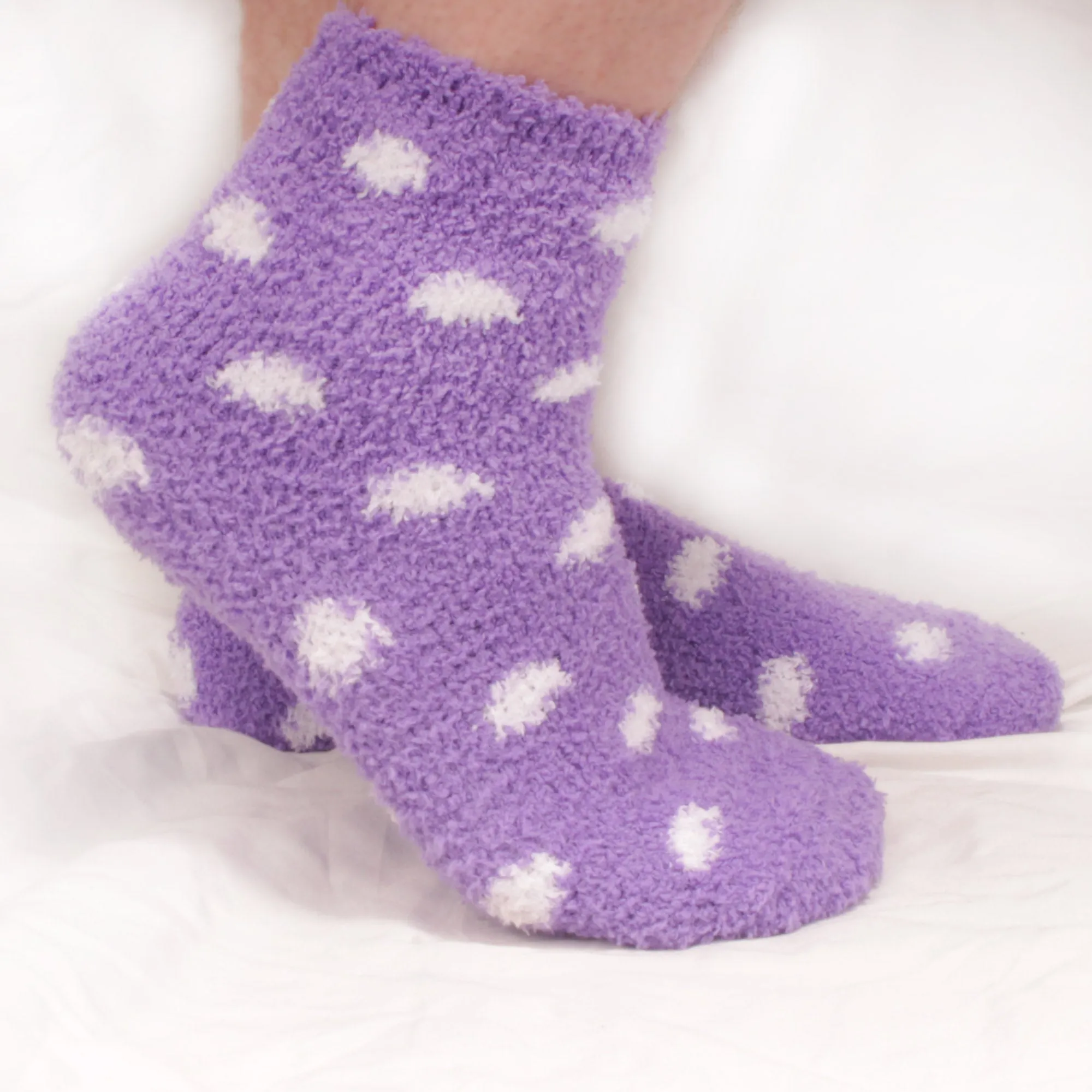 Women's Fuzzy Polka Dots Socks - 12 Pair