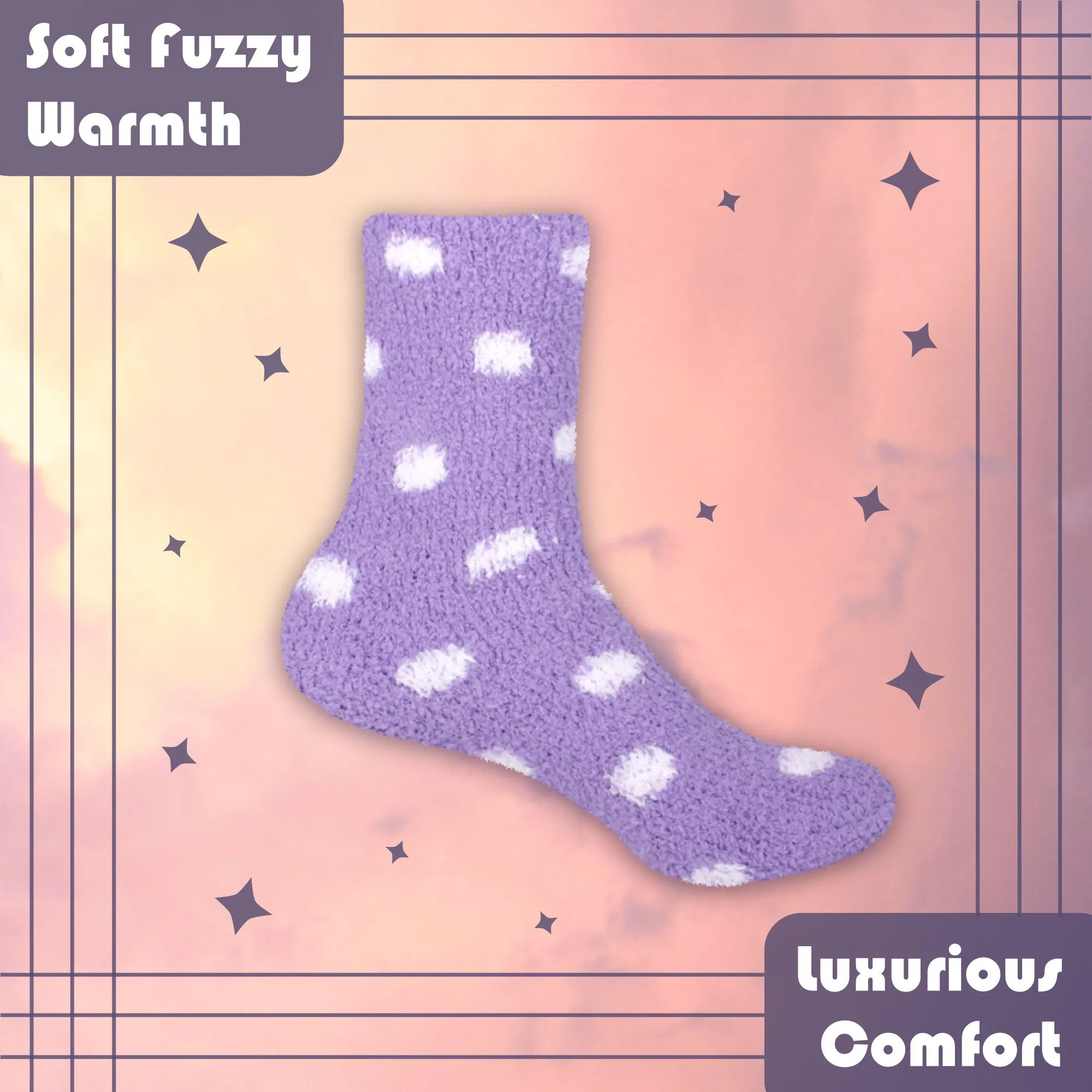 Women's Fuzzy Polka Dots Socks - 12 Pair