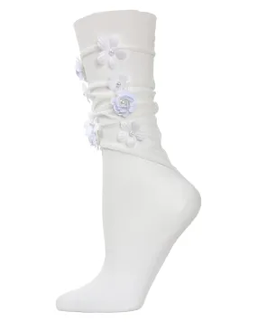 Women's Posy Floral Chiffon Slouch Crew Socks